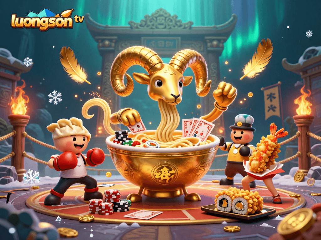 Experience thrilling gameplay with luongson tv's vibrant casino-themed 3D illustration.