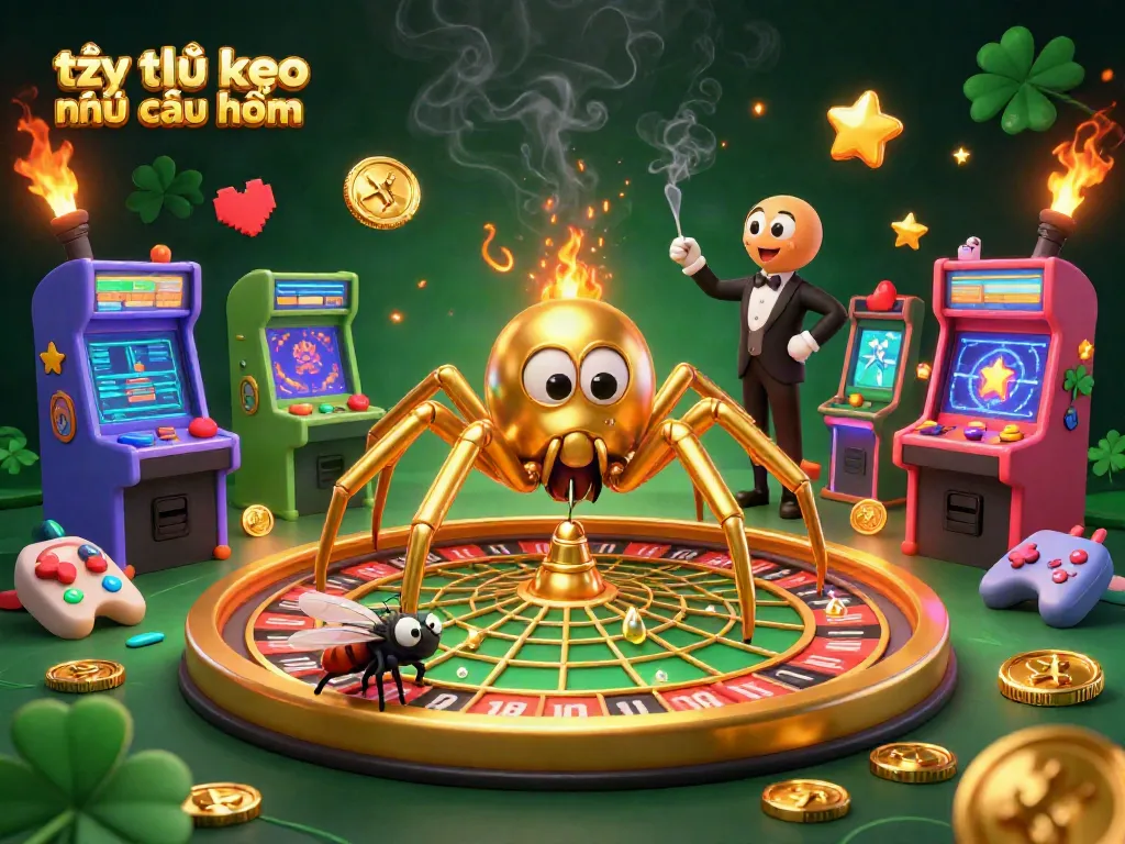 Experience tỷ lệ kèo nhà cái hôm nay with our dynamic 3D casino illustration featuring a betting spider and croupier.