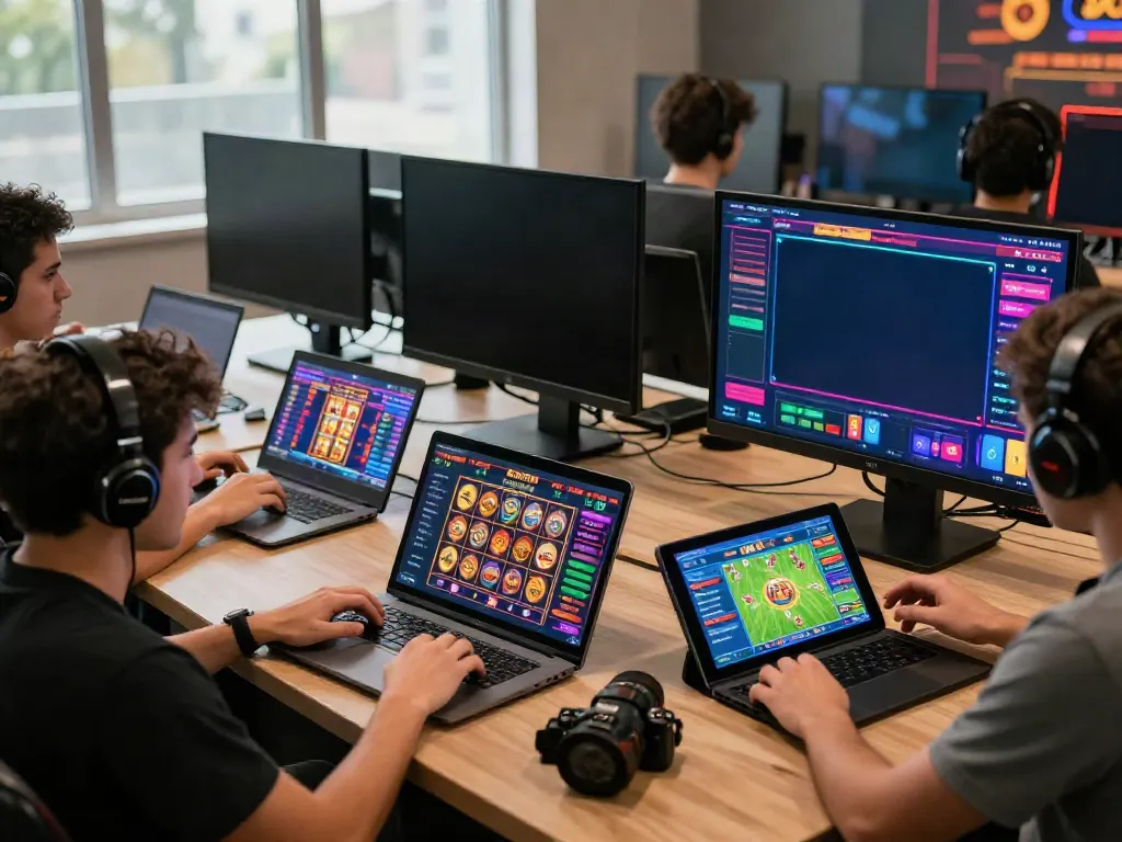 Players enjoying diverse games at Man88's vibrant online gaming platform, showcasing live sports betting and casino action.