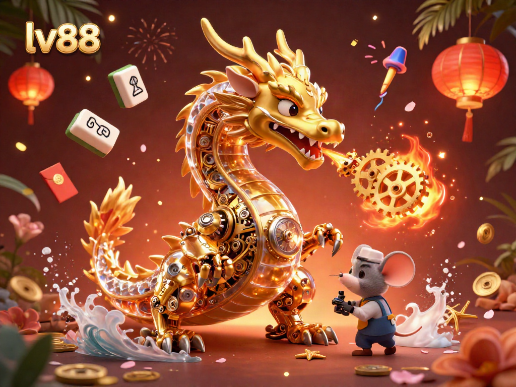 Experience thrilling gaming dynamics with lv88 featuring a golden dragon and vibrant casino elements.