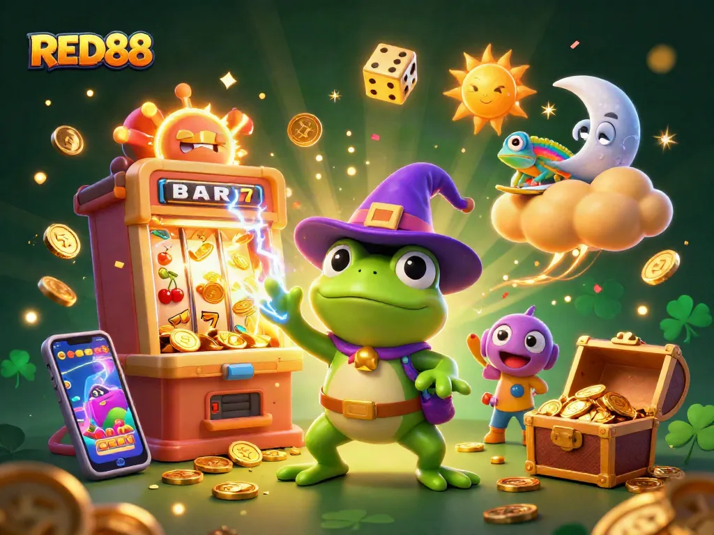 Experience the excitement of RED88's vibrant casino world with 3D characters and dynamic action.
