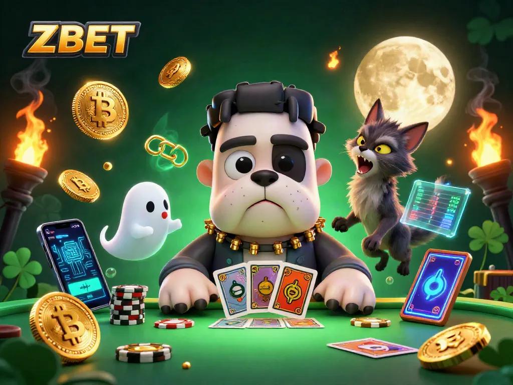 ZBET - A vibrant casino scene with a bulldog monster and ghost mouse creating an exciting atmosphere.