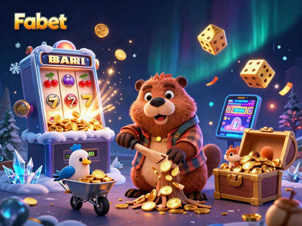 Fabet enhances your gaming experience with a vibrant scene of a beaver, bird, and squirrel collecting coins.