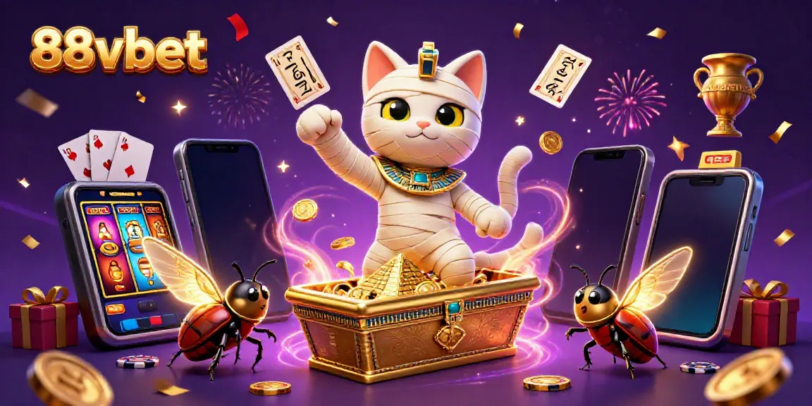 Win big with 88vbet featuring a dynamic Egyptian-themed casino scene with vibrant characters and casino elements.