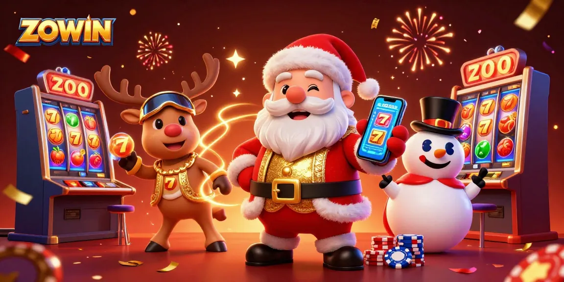 ZOWIN brings the casino excitement to life with playful characters in a vibrant, festive scene.